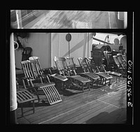 On board S.S. Athenia. Passengers' deck chairs. Sourced from the Library of Congress.