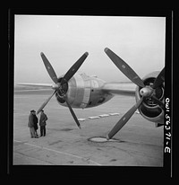 Washington, D.C. Detail of a B-29 bombing plane on public view at the National Airport. Sourced from the Library of Congress.