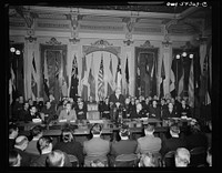Washington, D.C. Joseph C. Grew, Undersecretary of State for the United States and foreign officials and representatives signing the declaration by United Nations and lend-lease agreements. Sourced from the Library of Congress.