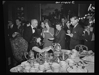 Mrs. A. Slionsaremko, wife of First Secretary of Russian Embassy, Madame Wei Tao Ming, Mrs. Walter Lippman (?), Madame Andrei A. Gromyko at a reception celebrating International Women's Day at the home of Joseph E. Davies, former United States Ambassador to the Union of Soviet Socialist Republics. Sourced from the Library of Congress.