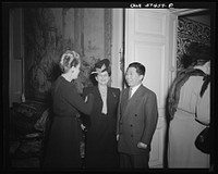 Mrs. Joseph Davies, Mrs Sidonie M. Gruenberg, Director, Child Study Association of America, Dr. Wei Tao-Ming, Chinese Ambassador at a reception celebrating International Women's Day at the home of Joseph E. Davies, former United States Ambassador to the Union of Soviet Socialist Republics. Sourced from the Library of Congress.