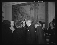 Lady Sanaom, Madame Bonnet, Mr. Vladimir Hurban (?), Ambassador from Czechoslovakia at a reception celebrating International Women's Day at the home of Joseph E. Davies, former United States Ambassador to the Union of Soviet Socialist Republics. Sourced from the Library of Congress.