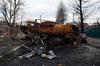 Devastation in Bucha, Ukraine. 