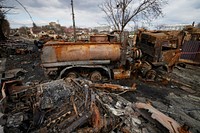 Devastation in Bucha, Ukraine. 