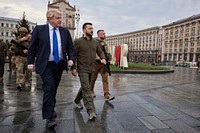 President of Ukraine Volodymyr Zelenskyy and Prime Minister of the United Kingdom Boris Johnson walked around the center of Kyiv. April 9, 2022