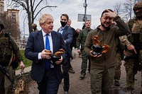 President of Ukraine Volodymyr Zelenskyy and Prime Minister of the United Kingdom Boris Johnson walked around the center of Kyiv. April 9, 2022