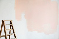 Unfinished painted wall with ladder