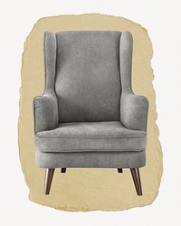 Retro armchair ripped paper, furniture graphic