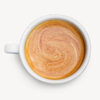 Hot latte coffee sticker, morning beverage image psd