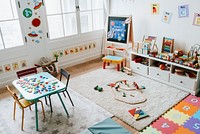 Interior design of a kindergarten classroom