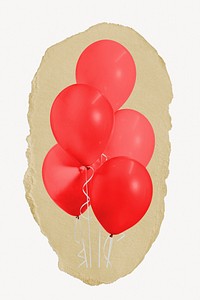 Birthday balloons ripped paper, festive decor graphic