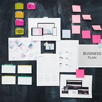 Business plan on a blackboard social ads template