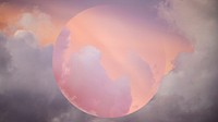 Aesthetic sky desktop wallpaper, pink moon, gray cloud HD background 