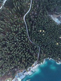 Drone shot of Eibsee lake, Germany