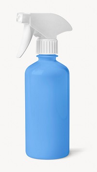 Blue spray bottle, laundry equipment isolated image