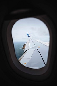 View from a flight over the Atlantic Ocean to the Faroe Islands