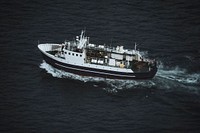 Fishing boat in the Atlantic ocean near the Faroe Islands