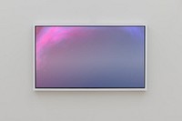 Interactive pink screen on wall in gallery