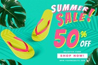 50% off vector summer sale promotion advertisement