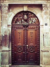 Free vintage door image, public domain architecture CC0 photo.