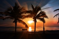 Tropical beach sunset landscape, free public domain CC0 photo