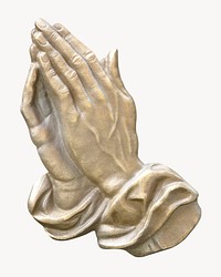 Praying hands, religious sculpture isolated image