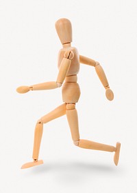 Wooden mannequin sticker, human figure isolated image psd