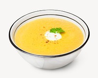 Pumpkin soup sticker, food isolated image psd