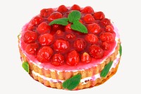 Strawberry cake collage element, dessert design psd