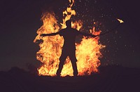 Free person infront of a fire image, public domain CC0 photo.