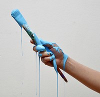 Pain dripping down brush and arm, free public domain CC0 photo