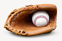 Baseball glove sticker, sports equipment isolated image psd