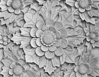 Flower carving black & white background, free public domain CC0 image.