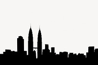 Skyline silhouette collage element, Kuala Lumpur psd
