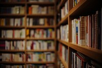 Free library shelves with many books photo, public domain CC0 image.