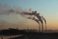 Free factory pollution image, public domain global warming CC0 photo.