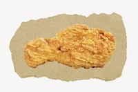 Fried chicken, ripped paper collage element