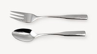 Fork & spoon collage element, utensil design psd