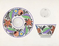 Cup and Saucer (ca.1936) by Erwin Schwabe. Original from The National Gallery of Art. Digitally enhanced by rawpixel.