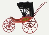 Vintage doll carriage vector illustration, remixed from the artwork by Rex F. Bush.