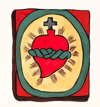 Plate 50: Sacred Heart: From Portfolio "Spanish Colonial Designs of New Mexico" (1935–1942) by unknown American 20th Century artist. Original from The National Gallery of Art. Digitally enhanced by rawpixel.