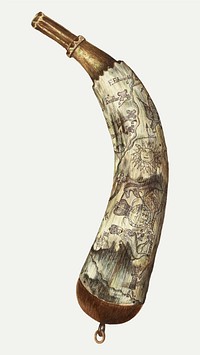 Vintage powder horn illustration vector, remixed from the artwork by Edith Towner