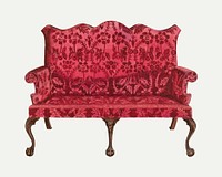 Vintage red settee vector illustration, remixed from the artwork by John Dieterich