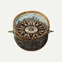 Vintage ship's compass illustration vector, remixed from the artwork by Magnus S. Fossum