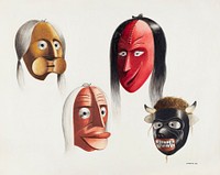 Masks (ca. 1938) by Louis Plogsted. Original from The National Gallery of Art. Digitally enhanced by rawpixel.