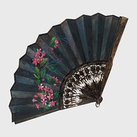 Antique silk fan vector design element, remix from artwork by Ann Gene Buckley