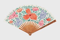 Antique silk fan vector design element, remixed from artwork by Vincent Burzy