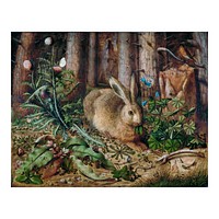 Hare art print painting, remixed from the artwork of Hans Hoffmann