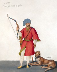 An Azappo Archer with a Cheetah (1575) painting in high resolution by Jacopo Ligozzi. Original from Getty Museum. Digitally enhanced by rawpixel.