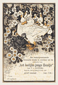 Bestelkaart voor proefexemplaar van 'Het leelijke jonge eendje' (1893) print in high resolution by Theo van Hoytema. Original from The Rijksmuseum. Digitally enhanced by rawpixel.
